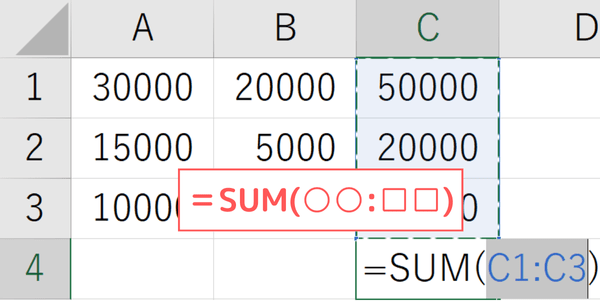 SUM関数を使った足し算