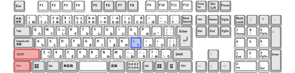 「Ctrl + Shift + L」キーをクリック