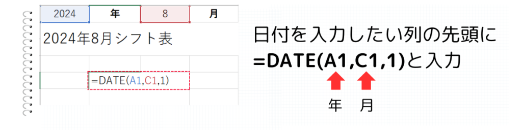 日付の列を作成