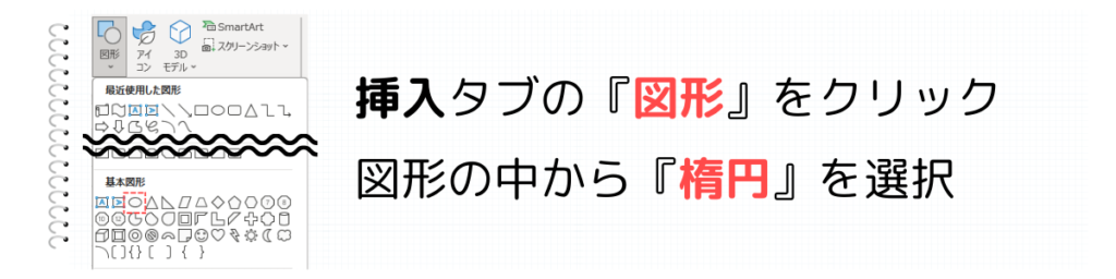 図形の楕円を挿入