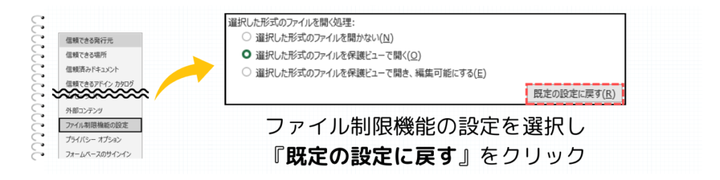 既定の設定に戻す